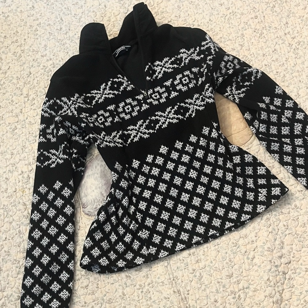 Lands End • Black & White Patterned 1/4 Zip Sweater